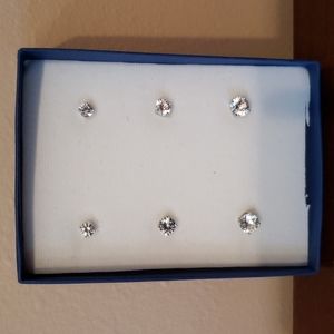 3 Pairs of White Sapphire Earrings